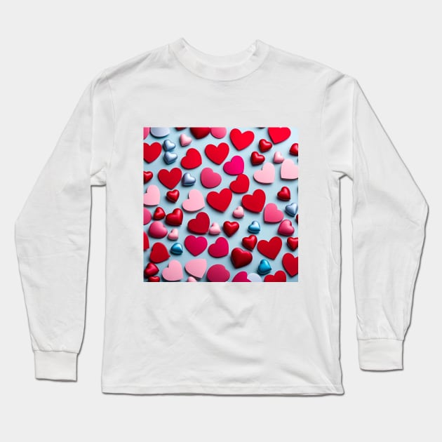 celebrating Valentines day, random floating love hearts Long Sleeve T-Shirt by Colin-Bentham